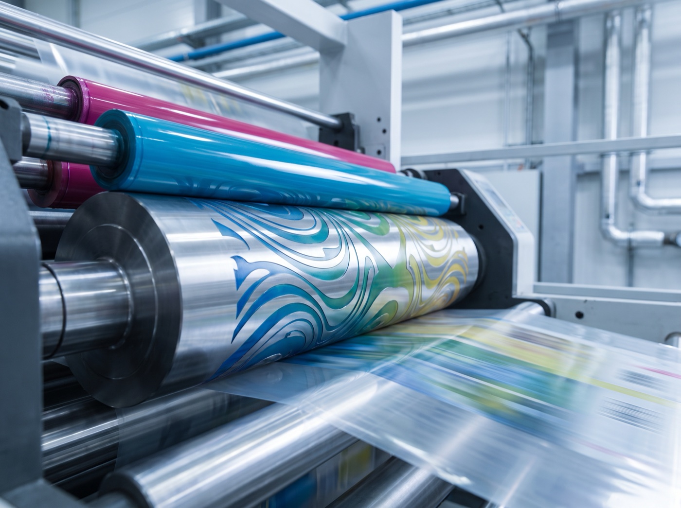8-colour rotogravure press printing onto plastic film